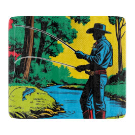 Fischer an der Riverbank Schneidebrett