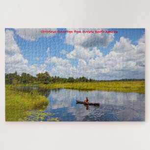 Fischer auf einem See in Guyana. Puzzle