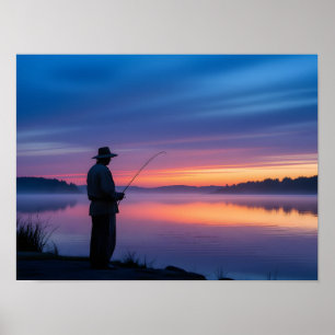 Fischer bei Sonnenuntergang Poster