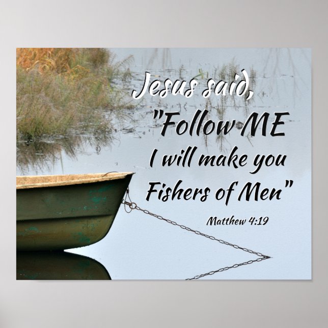 Fischer der Men Scripture, Matthew 4:19 Bible Vers Poster (Vorne)
