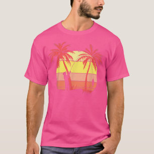 Fischer, die aus dem Boot Sommer Sunset 80er Palm T-Shirt
