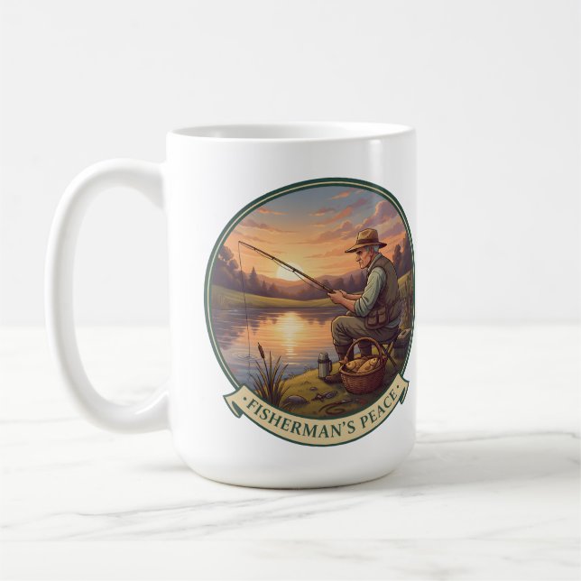 Fischer entspannt Geschenktasse Kaffeetasse (Links)