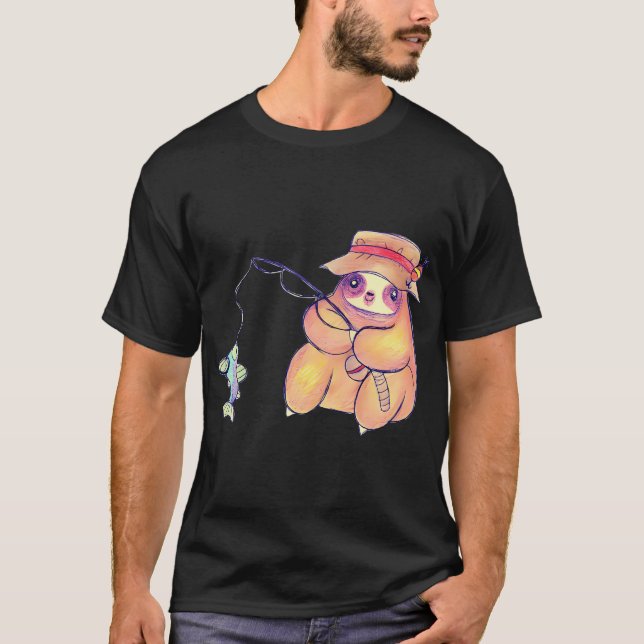 Fischer Faultier Zeichnung T-Shirt (Vorderseite)