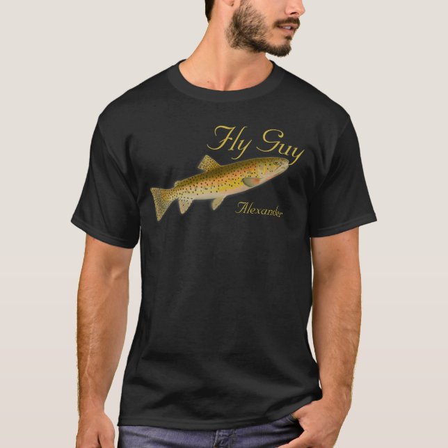 Fischer Fischen Forellen Fliegen Aquarellwurftroll T-Shirt (Vorderseite)
