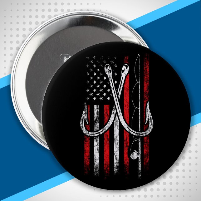 Fischer - Fischerei - Amerikanische Flagge - Fisch Button (Von Creator hochgeladen)