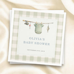 Fischer-Fischerei-Gingham-Baby-Shower-Party Serviette