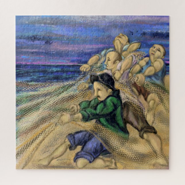 Fischer - Fischerei - Malerei Puzzle (Vertikal)