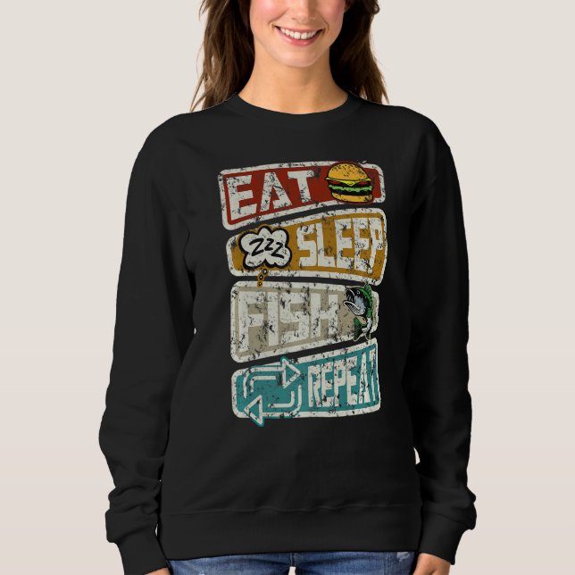 Fischer Funny Fishing Fish Sleep Fish Repeat Angl Sweatshirt (Vorderseite)