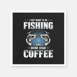 Fischer gehen angeln und trinken Kaffee Serviette