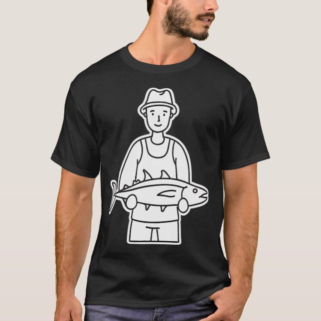 Fischer hält frischen Thunfisch T-Shirt (Vorderseite)