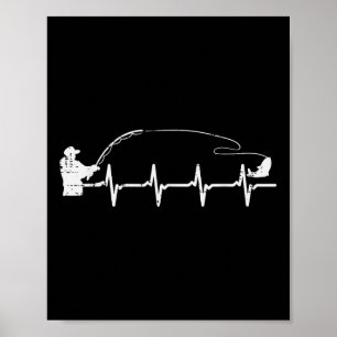 Fischer Herzschlag Angeln Männer Jungen Kinder W Poster