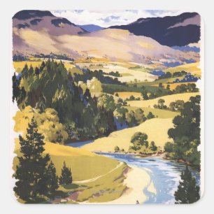 Fischer im Eden-Tal Quadratischer Aufkleber