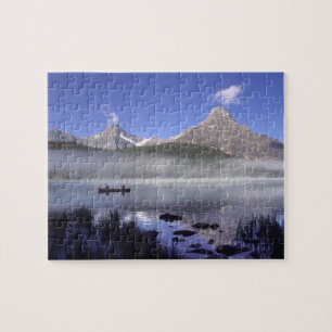 Fischer im Kanu auf dem Waterfowl Lake, Banff Puzzle