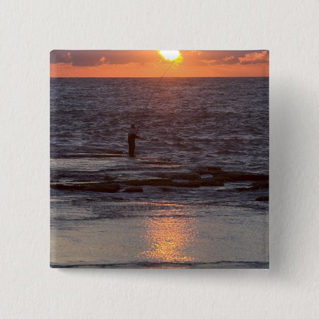Fischer in Byblos bei Sonnenuntergang, Libanon Button (Vorderseite)