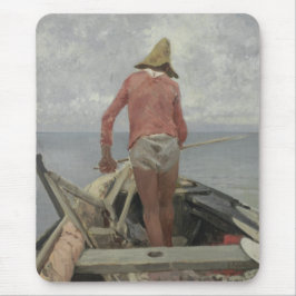 Fischer in Seinem Boot (von Vincenzo Caprile) Mousepad