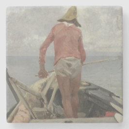 Fischer in Seinem Boot (von Vincenzo Caprile) Steinuntersetzer