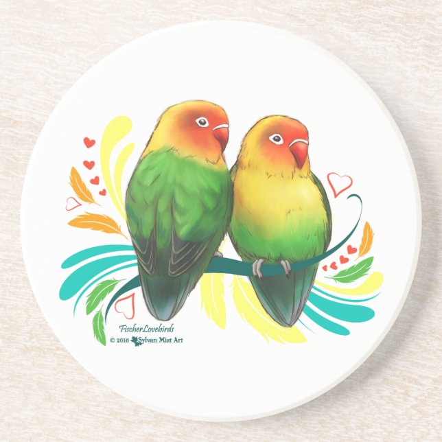 Fischer Lovebirds Sandstein Untersetzer (Vorne)
