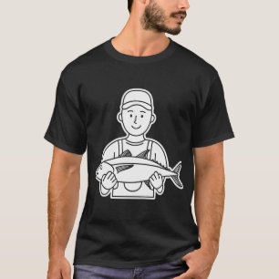 Fischer mit Handschuhen hält Thunfisch T-Shirt
