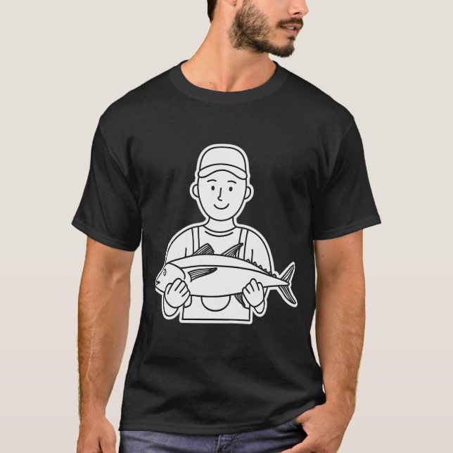 Fischer mit Handschuhen hält Thunfisch T-Shirt (Vorderseite)