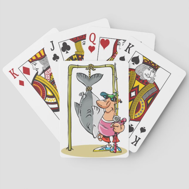 Fischer mit seinen Fängen Spielkarten (Rückseite)