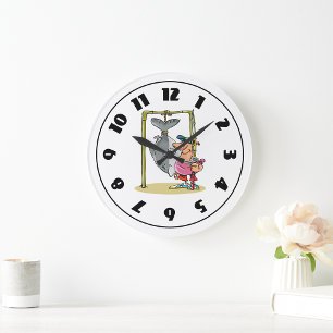 Fischer mit seiner Fanguhr Große Wanduhr