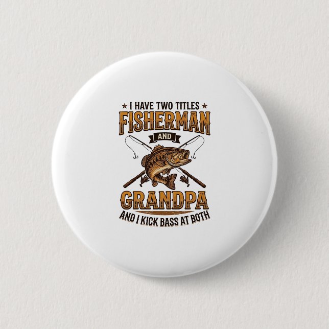 Fischer-Opa Vintage-Gravur-Angler-Shirt_ Button (Vorderseite)