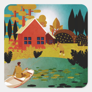 Fischer Quadratischer Aufkleber