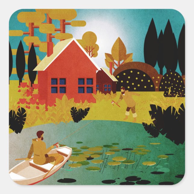 Fischer Quadratischer Aufkleber (Vorderseite)