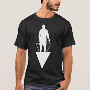 Fischer Silhouette und Dreiecke weiß und schwarz T-Shirt