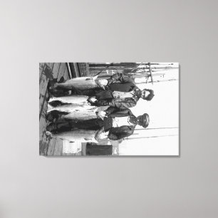 Fischer und Lachs auf Docks, Washington Leinwanddruck