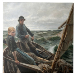 Fischer und Tochter auf See (von Albert Edelfelt) Fliese