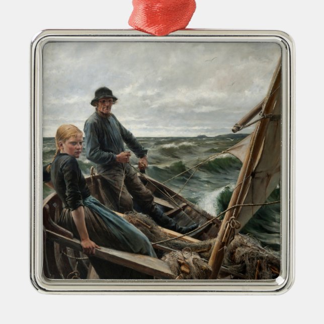Fischer und Tochter auf See (von Albert Edelfelt) Ornament Aus Metall (Vorne)