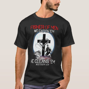 Fischer von Männern, die wir fangen, wenn er sich T-Shirt