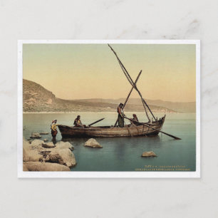 Fischerboot auf dem See, Tiberias, Heiliges Land, Postkarte