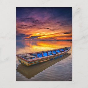 Fischerboot bei Sonnenaufgang   Strand Jubakar Postkarte