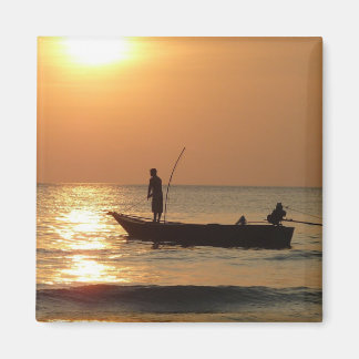 Fischerboot bei Sonnenuntergang Magnet
