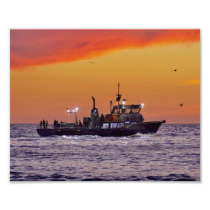 Fischerboot bei Sunset - Marina del Rey, CA Fotodruck