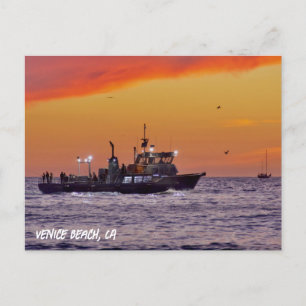 Fischerboot bei Sunset - Venice Beach, CA Postkarte