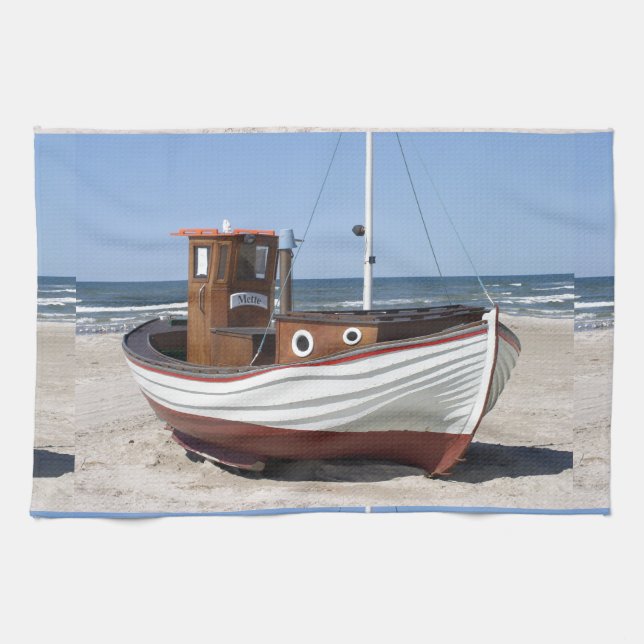 Fischerboot-Bild Küchentuch (Horizontal)