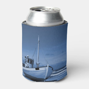 Fischerboot blaue Strand vintage Dosenkühler