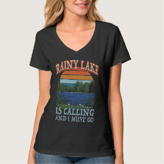 Fischerboot Camping Retro Seeblick Rainy T-Shirt