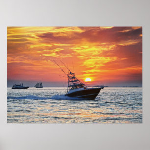 Fischerboot in Key West, Florida, Sunset Poster