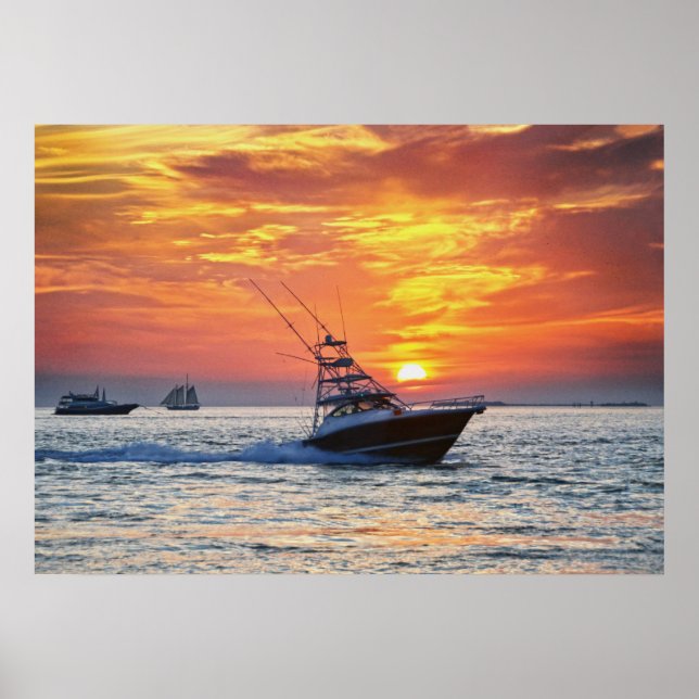 Fischerboot in Key West, Florida, Sunset Poster (Vorne)