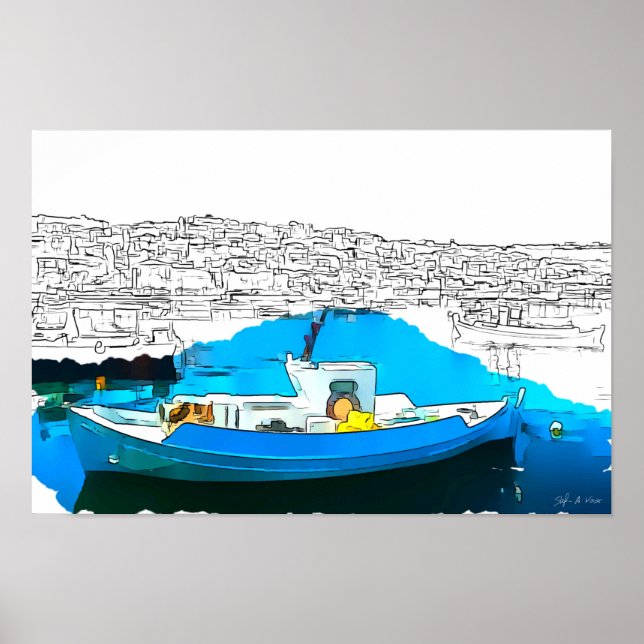 Fischerboot in Koroni Hafen A1 - Poster (Vorne)