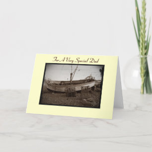 Fischerboot mit Hummer am Strand für Papa Karte