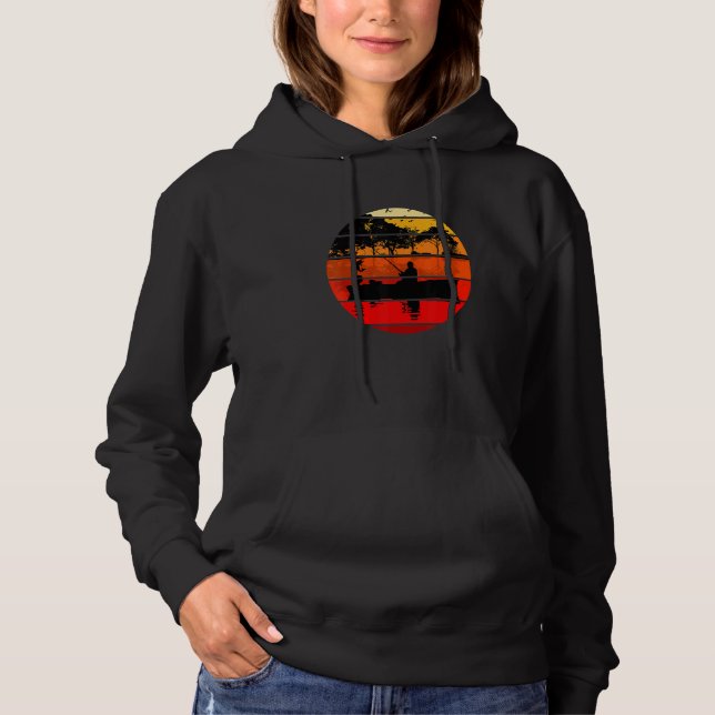 Fischerboot Retro Coole Bassfliege Fischer Hoodie (Vorderseite)