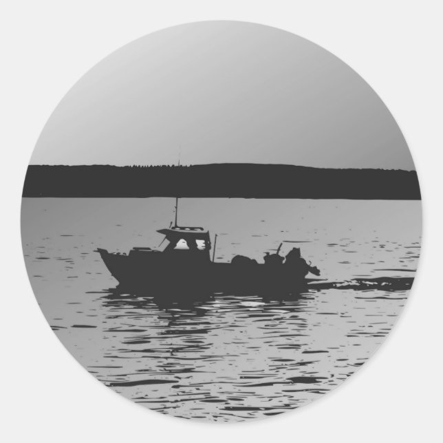 Fischerboot Runder Aufkleber (Vorderseite)