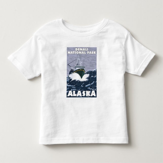 Fischerboot-Szene - Denali Nationalpark, Alaska Kleinkind T-shirt (Vorderseite)