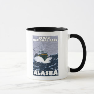 Fischerboot-Szene - Denali Nationalpark, Alaska Tasse