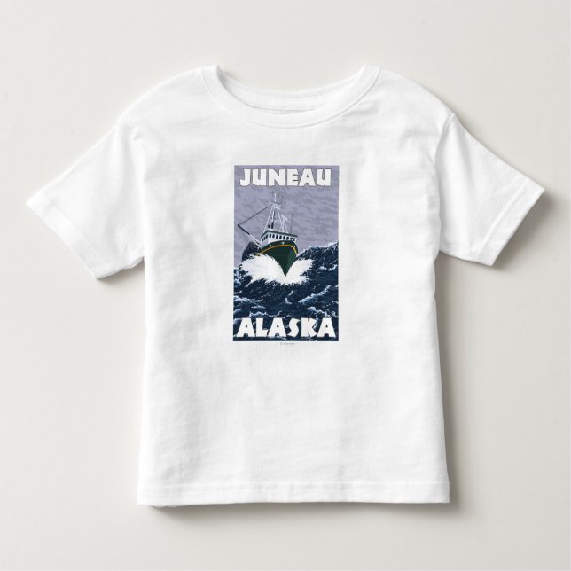 Fischerboot-Szene - Juneau, Alaska Kleinkind T-shirt (Vorderseite)